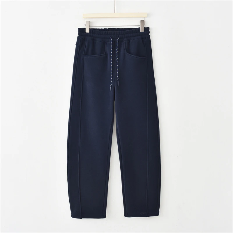 「时尚速递」2024新款女款加绒厚款拼接显瘦女直筒裤K-911