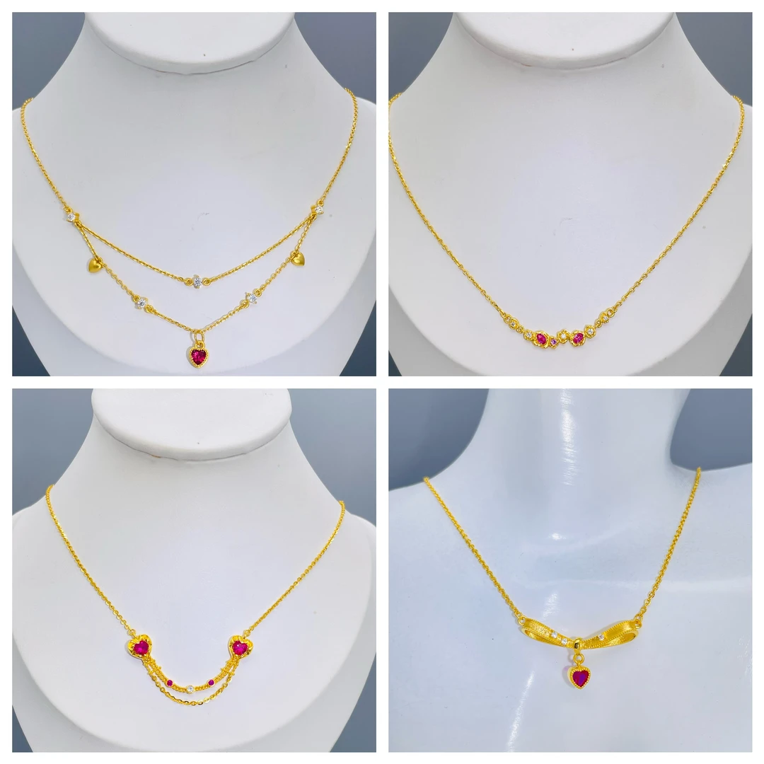 【618钜惠】小心帘-足金999黄金镶嵌项链6.67克净金重