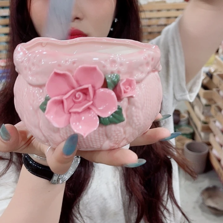 有孔，凑10元包邮陶瓷花盆发货！