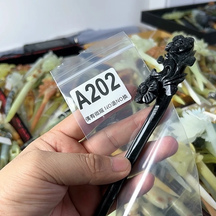 蛇纹石玉发饰合金小***啊