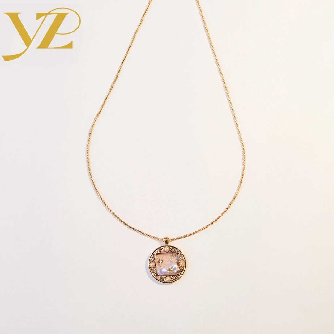 铜合金珐琅吊坠 3016油画风巴洛克珐琅气质轻奢时尚项链