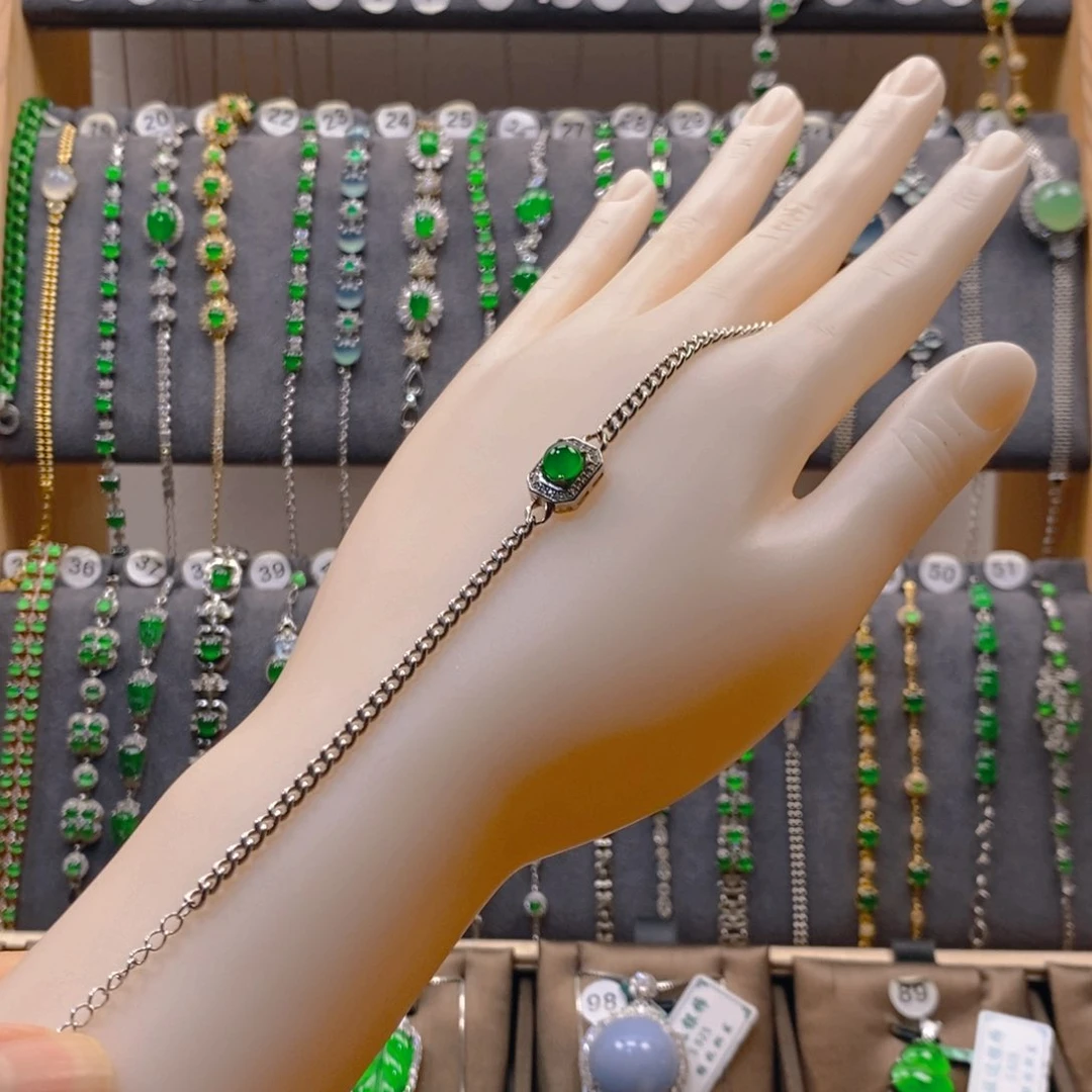 颈饰银S925镶嵌翡翠翡翠手链