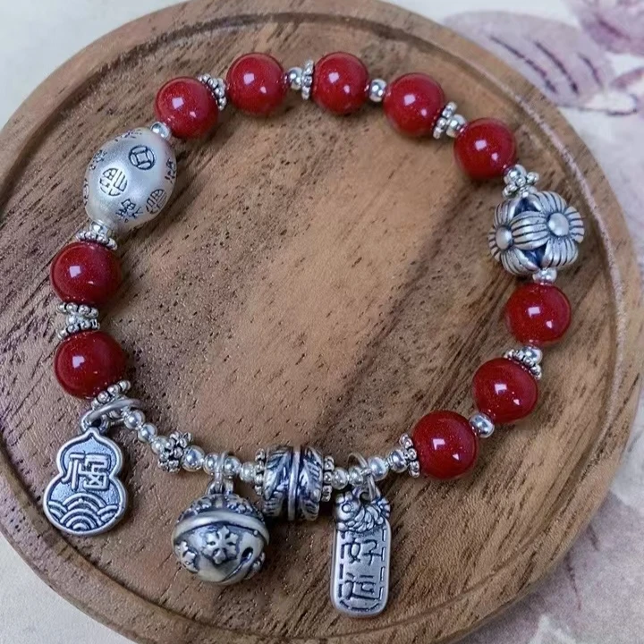 足银手链 足银999纯银女士铃铛手链