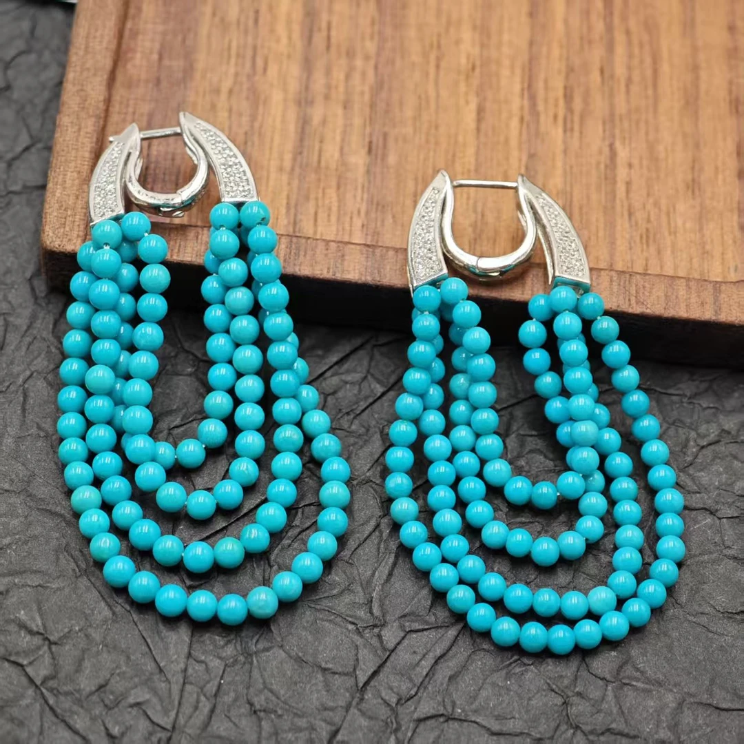 S925银绿松石耳环浪漫大胆优雅随性