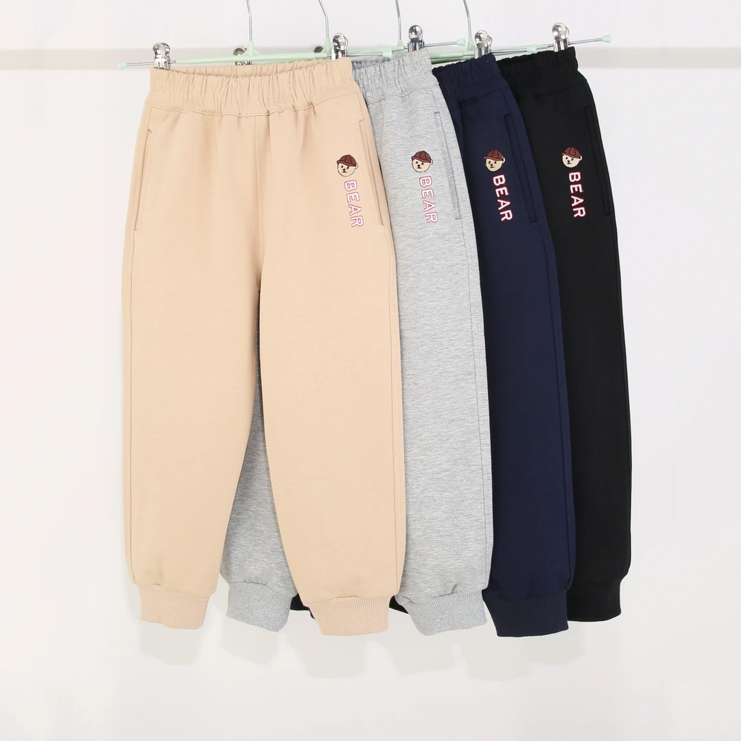 2434秋季新款男童女童休闲运动长裤松紧腰字母卡通刺绣休闲百搭