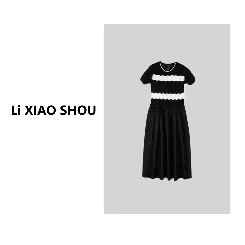 李小瘦大码女装【赫本】春季宽松显瘦透气设计感毛衫连衣裙788D