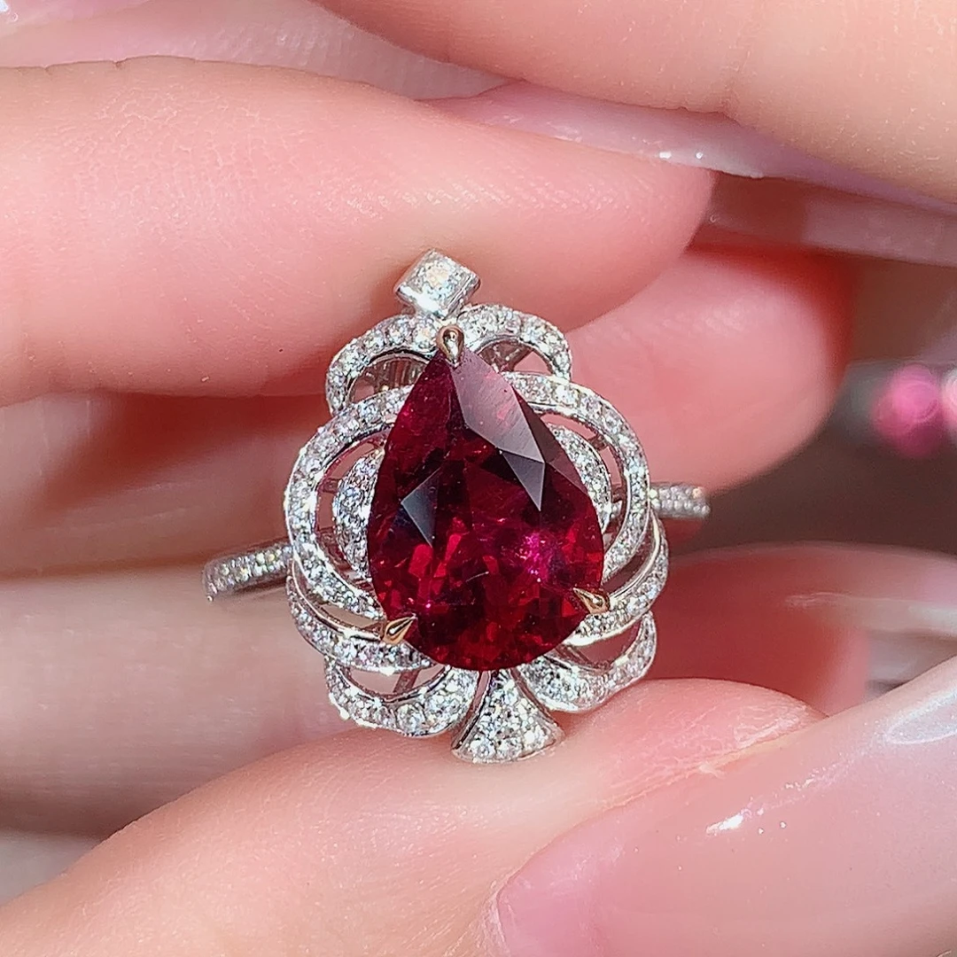 18K金镶嵌戒指碧玺2.81ct/天然宝石/七天无理由