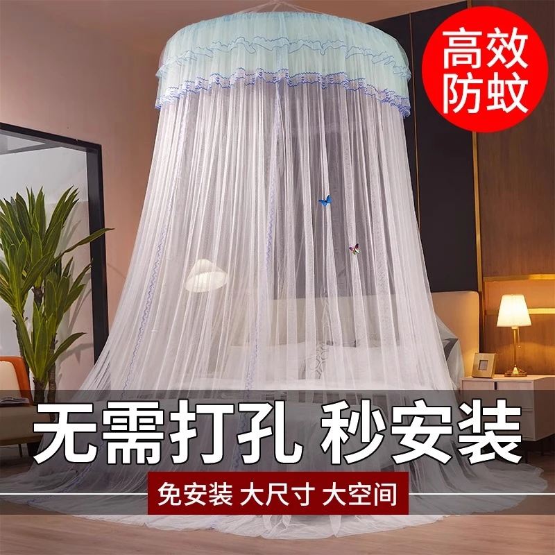 蚊帐家用2025新款公主风卧室吸顶挂钩免安装天花板高级落地床幔纱
