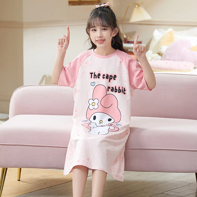 女童睡裙夏季薄款短袖儿童可爱睡衣夏天小女孩卡通大童公主家居服