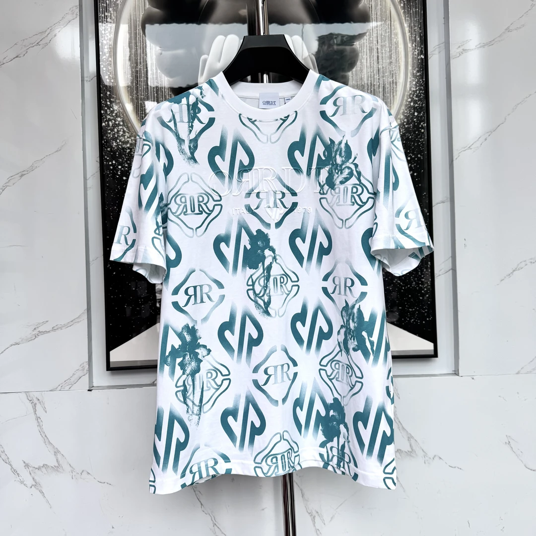 阔【双R短袖】新款潮流休闲时尚男士半袖T恤春夏季宽松轻奢百搭1386