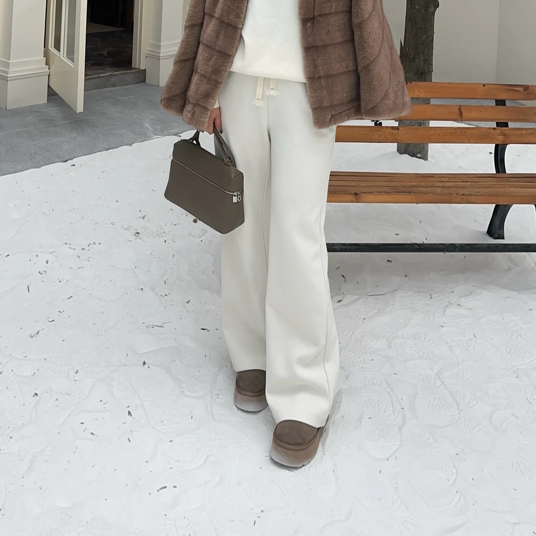 微胖女装【雪原漫步】绵羊毛轻柔软暖阔腿裤休闲裤直筒裤女神2589