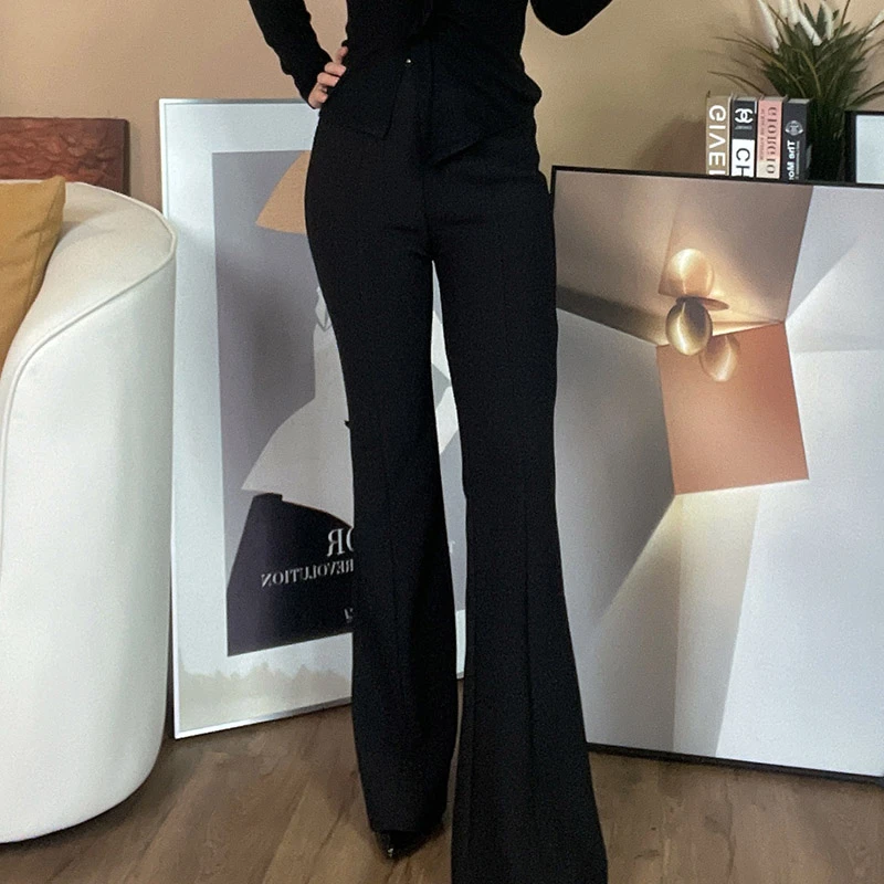 1米8大长腿加绒女神裤秋冬厚款松紧腰微喇女士长裤休闲裤