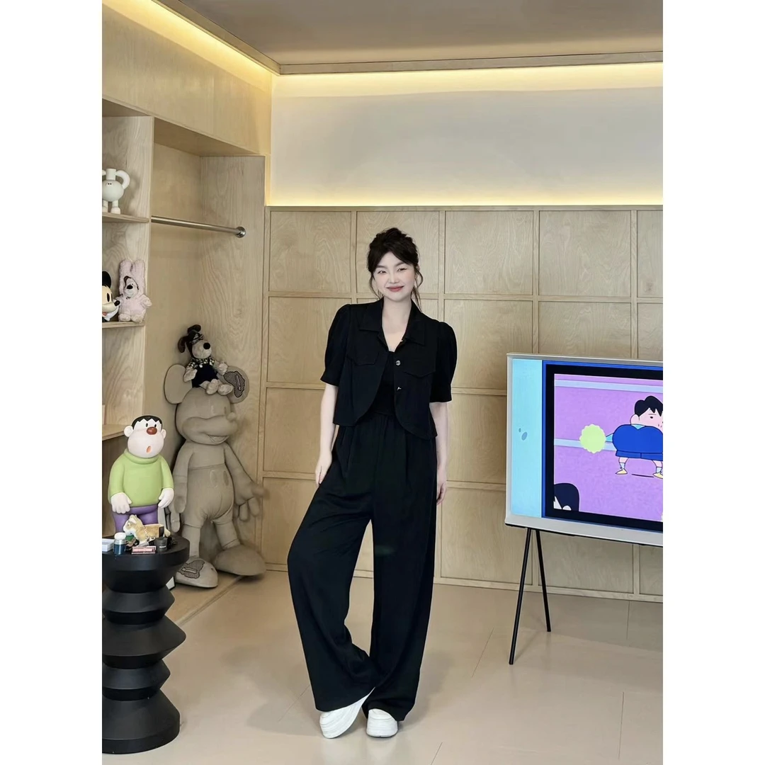 晶咕【海岛日记-连体裤】胸部整片打揽松紧吊带阔腿连体裤百