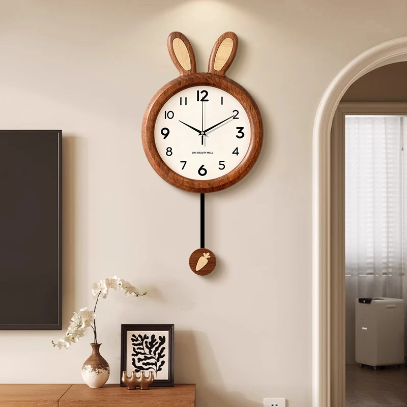 2025新款客厅装饰钟表挂墙式中古风静音免打孔时钟创意个性挂表