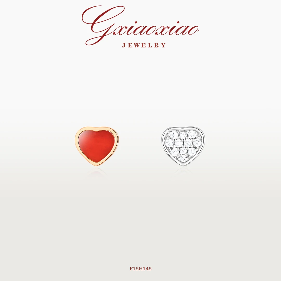 G XIAOXIAO 镀K金【七夕限定】时尚气质双色爱心耳环 F15H145