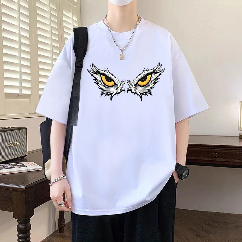 欧美式潮牌纯棉短袖t恤男生宽松大码上衣情侣装运动休闲半截袖ins