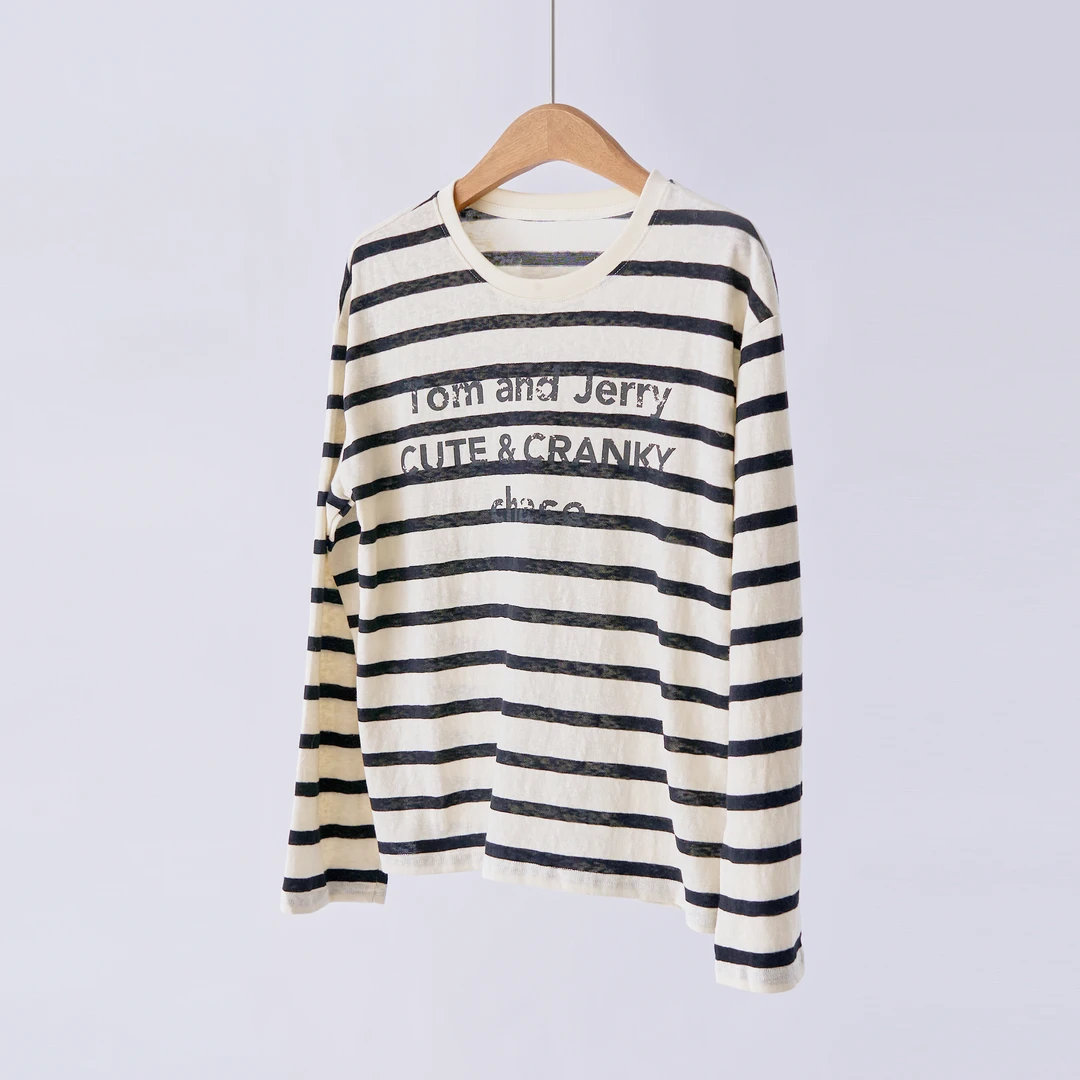 【YS11751】MO+2025秋新品猫和老鼠系列棉质混纺宽松长袖T恤女