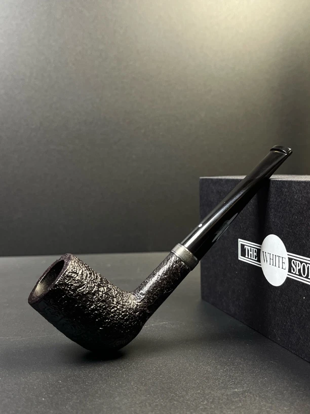 英国The white spot贝壳喷砂4112银圈石楠木烟斗内径20斗深44