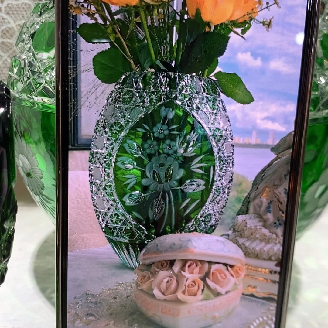 摆件手****4进口水晶祖母绿花瓶