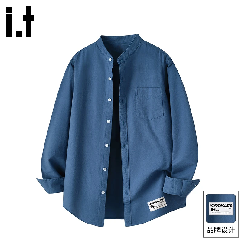 it: CHOCOOLATE潮牌衬衫男2025秋季新款纯棉长袖衬衣通勤休闲上衣