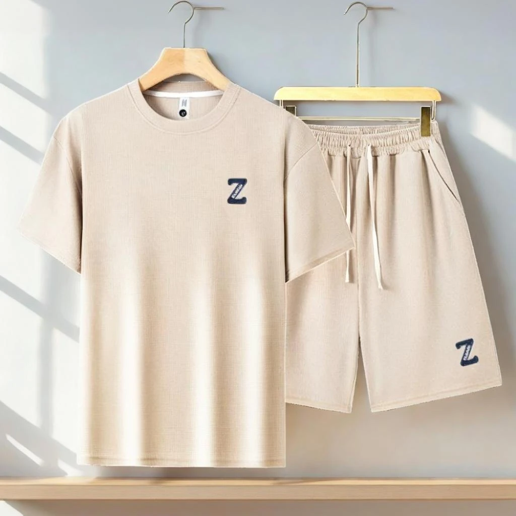 运动套装两件套男士短袖夏季潮流t恤五分裤短裤搭配休闲男装套装