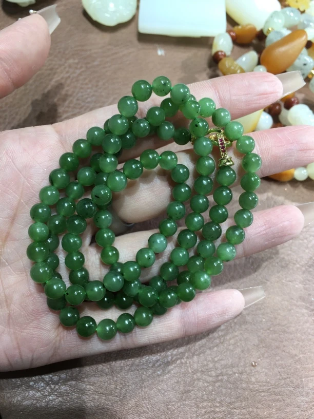 新疆和田玉碧玉项链妈妈链