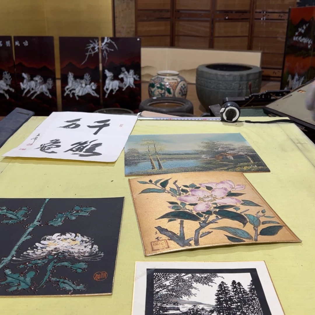 绘画亦**水屏风框画油画版画