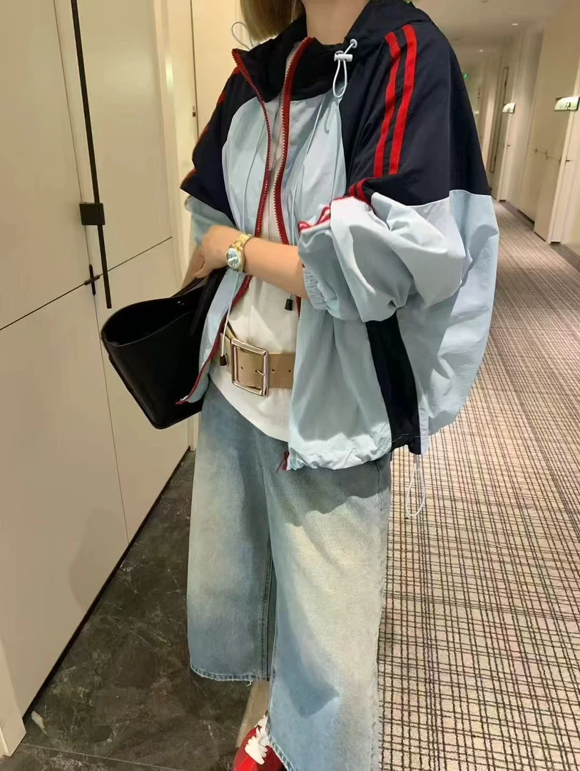 【琦琦】25款拼色薄款带帽冲锋衣外套