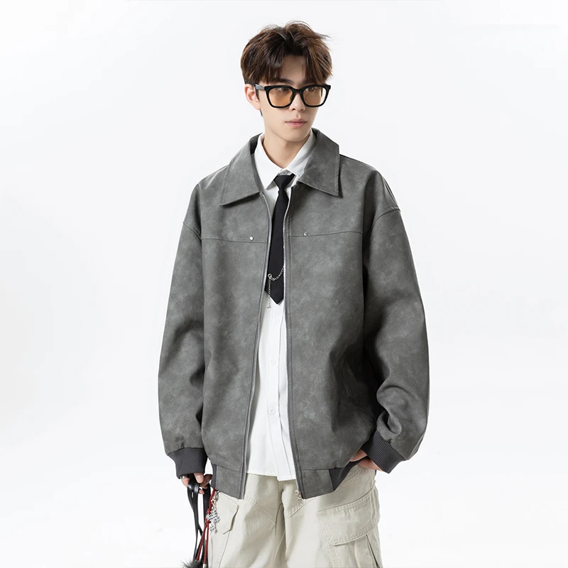 cleanfit美式高街衣外套男秋季新款潮牌高级感痞帅机车夹克棒球服