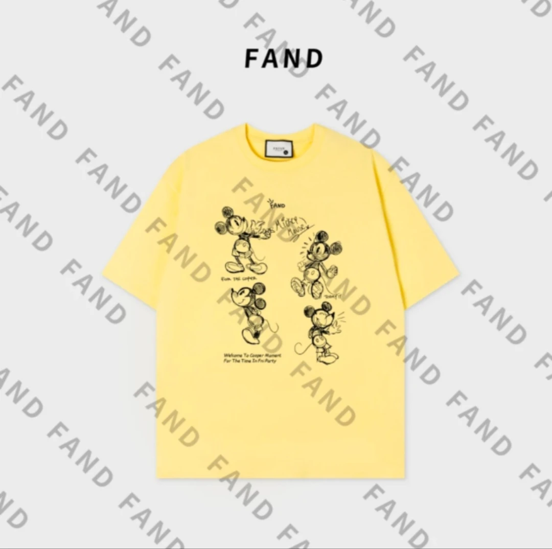 FAND诗诗【25ss米奇】2025新品夏季情侣卡通印花宽松圆领短袖T恤