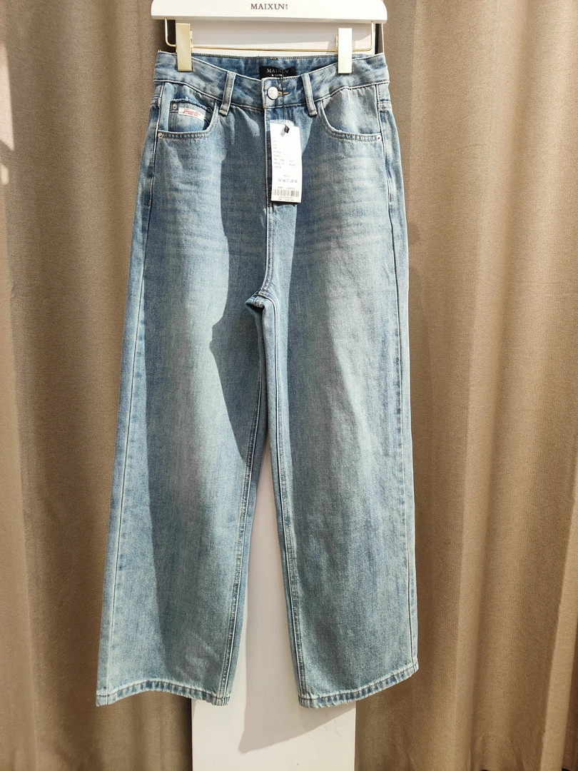 麦寻专柜25春新款直筒牛仔裤休闲时尚宽松水洗百搭