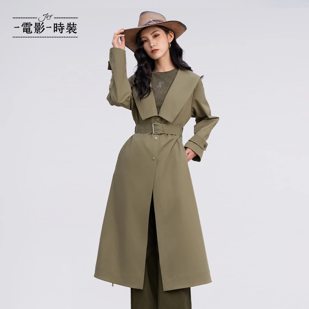 【诗语专属】一电影一时装大翻领抽绳风衣外套FFHG114650