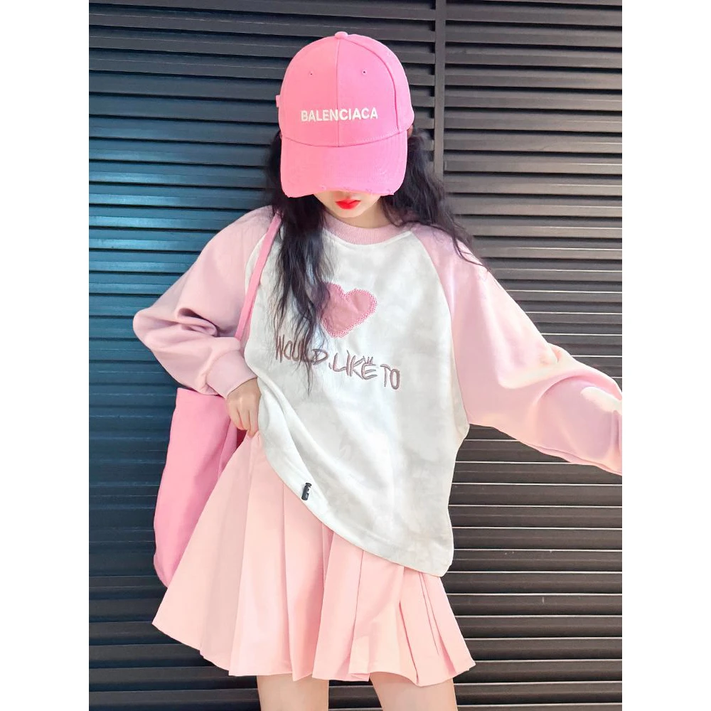 韩国童装女童POLO领套装春秋装2025新款洋气时髦女孩网红两件套潮