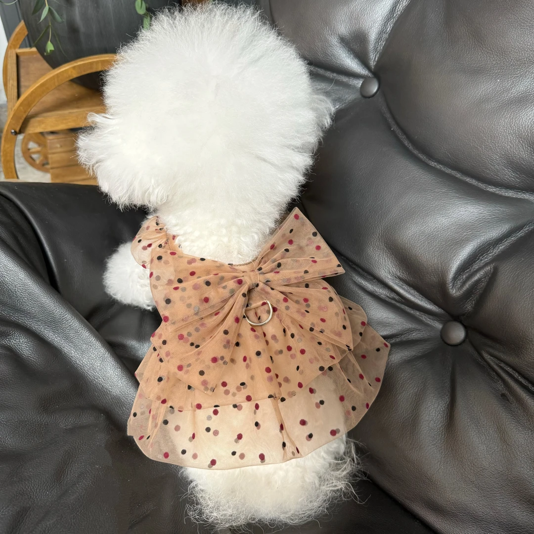 五只小白熊原创宠物衣服夏季新款网纱波点裙子狗狗猫咪薄款防晒衣