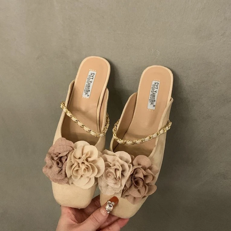 平底新中式小众包头半托鞋女鞋子外穿2025新款网红爆款气质小凉拖