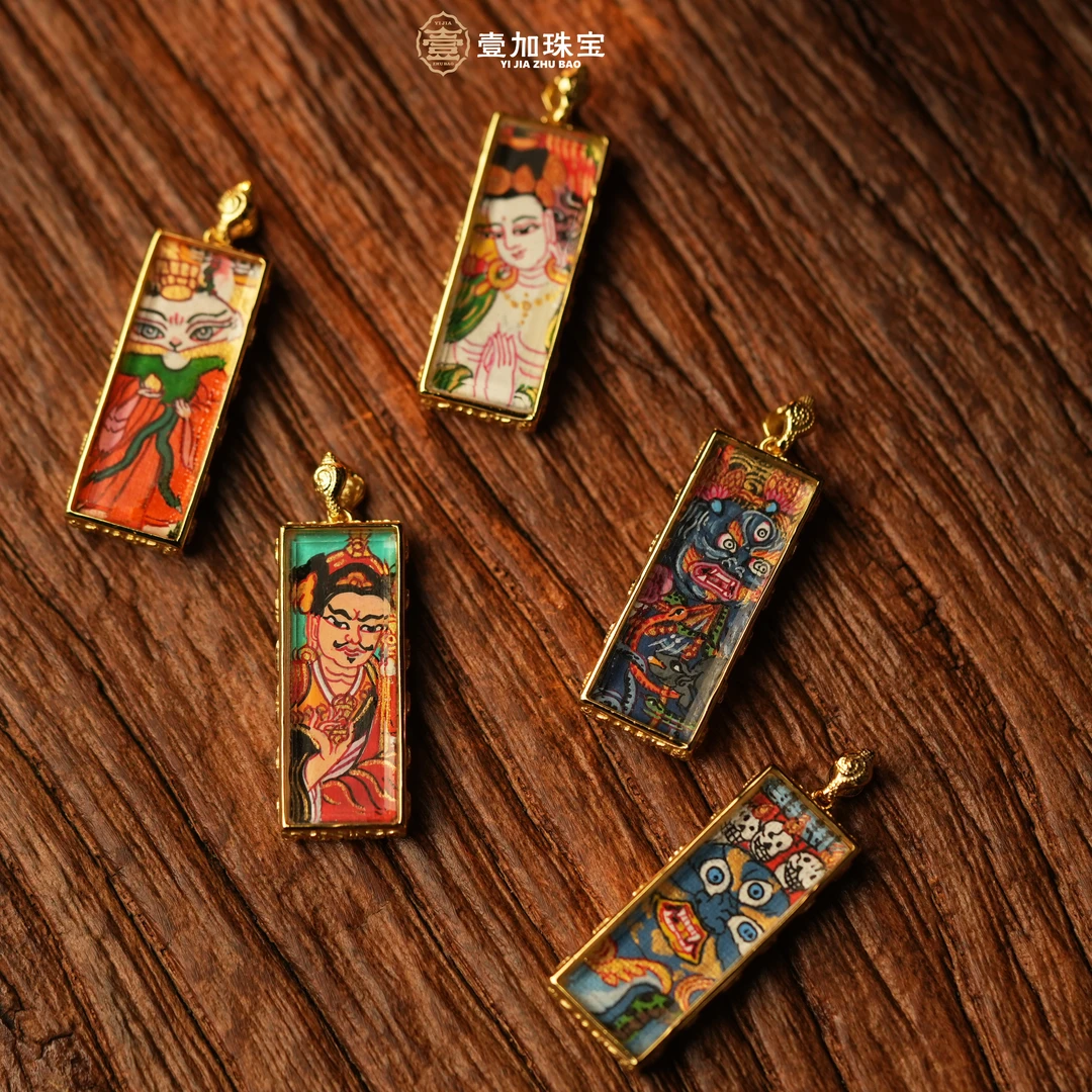 吊坠925银 壹加小羊|金色长条卡卡银吊坠