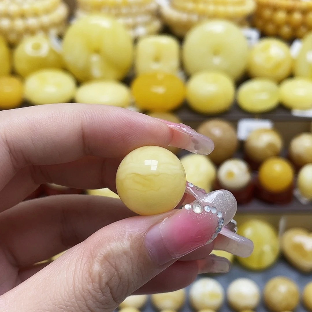裸石琥珀未镶嵌17.1mm浓蜡妖花圆珠
