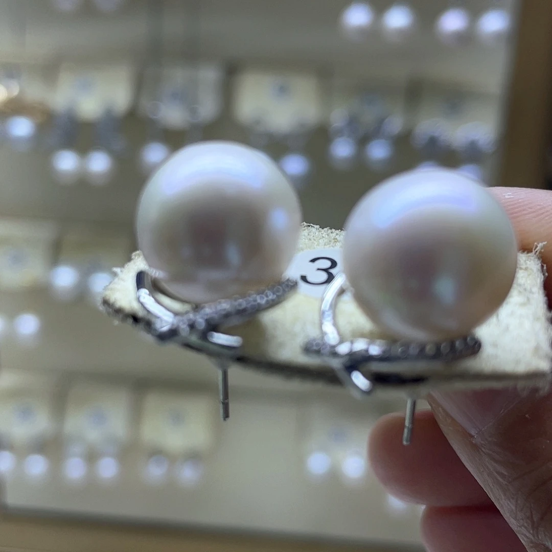 银S925镶嵌淡水珍珠耳饰