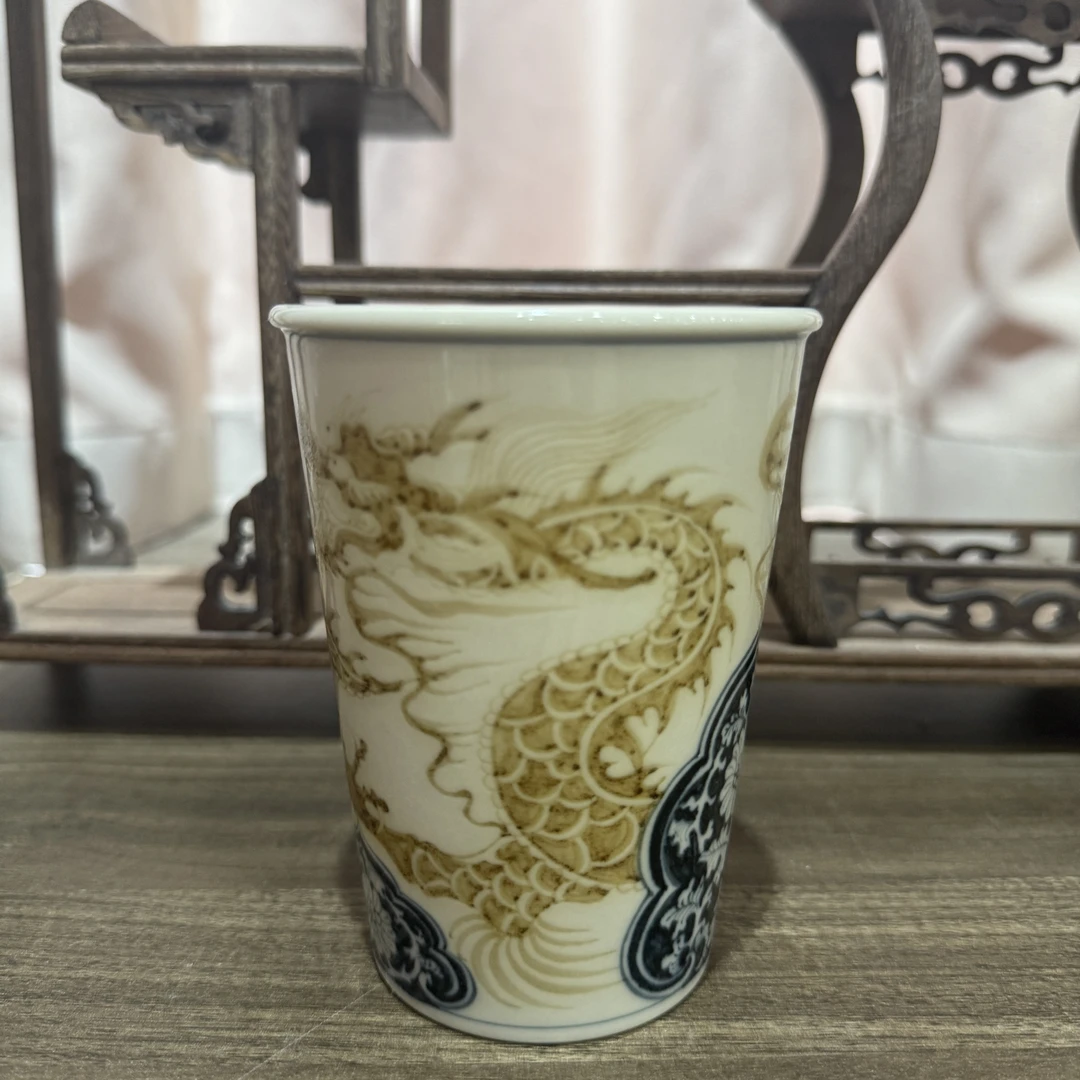【非遗甄选】立勤堂釉里金穿花龙可乐杯（YLJ-B-256）