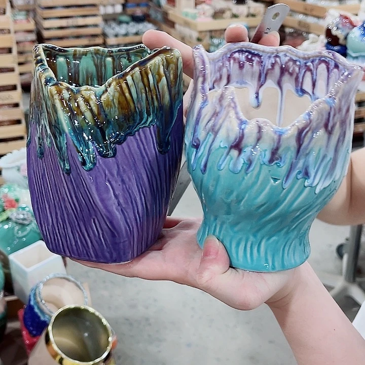 有孔，凑10元包邮陶瓷花盆发货！