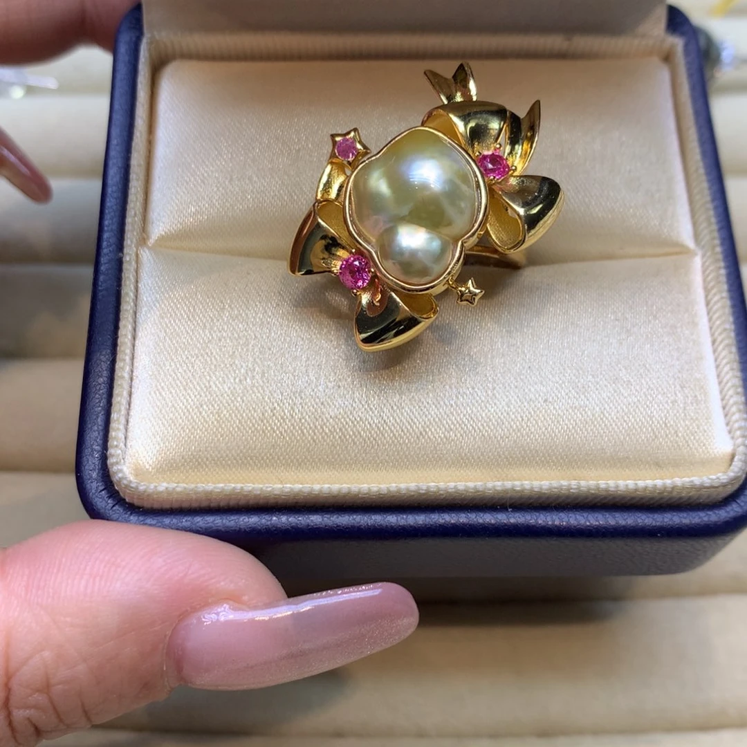 银S925镶嵌戒指海水珍珠