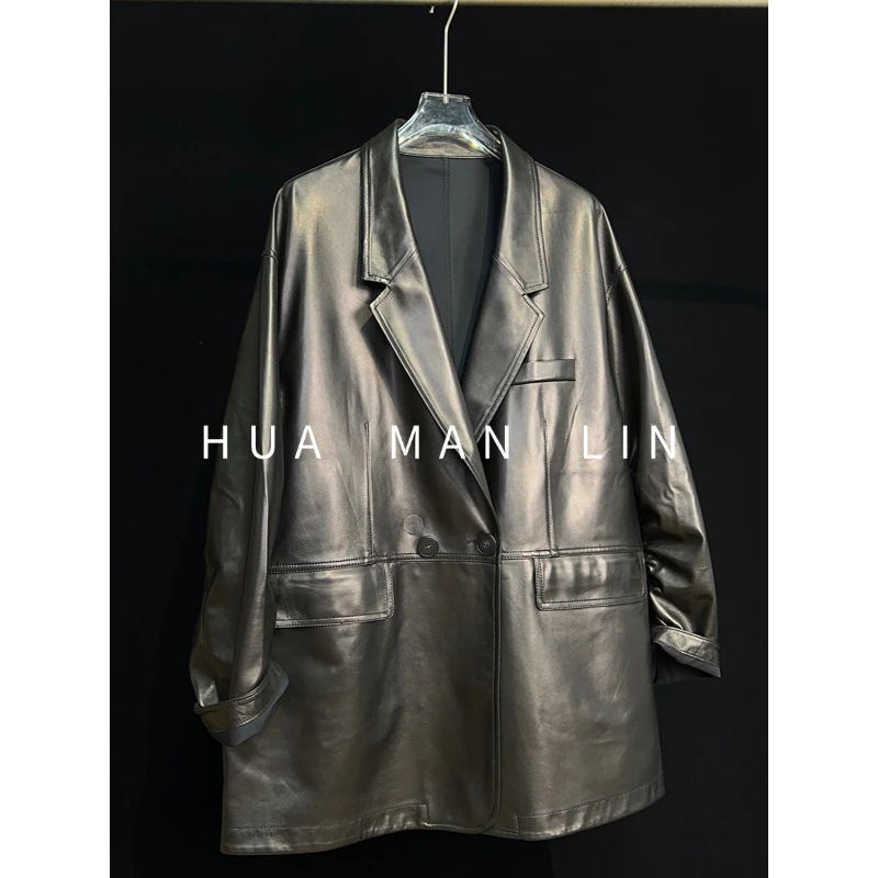 【花满林】站领双扣大口袋绵羊皮阔版外套25819