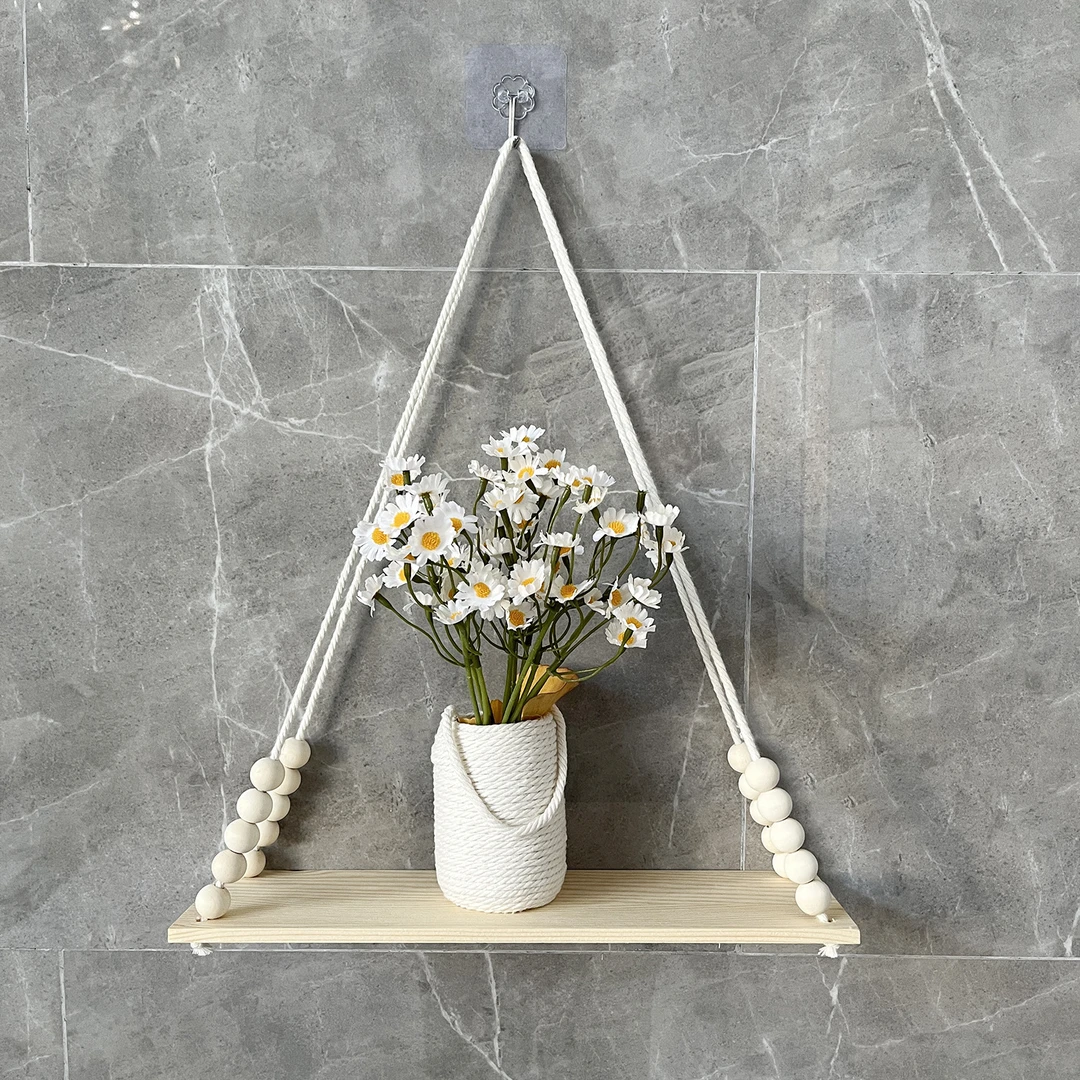 波西米亚摆件收纳置物架悬挂式搁板置物架成品民宿客厅墙面装饰