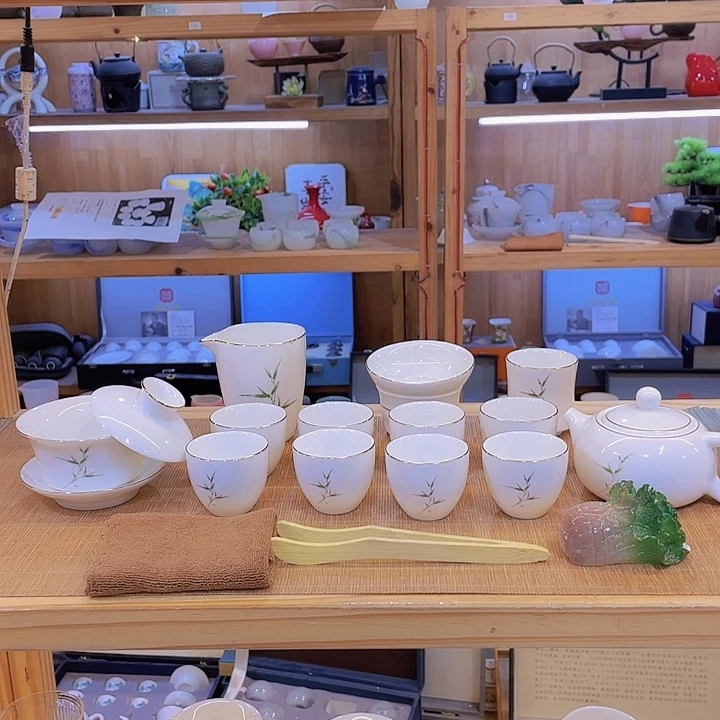 竹节高升羊脂玉套装