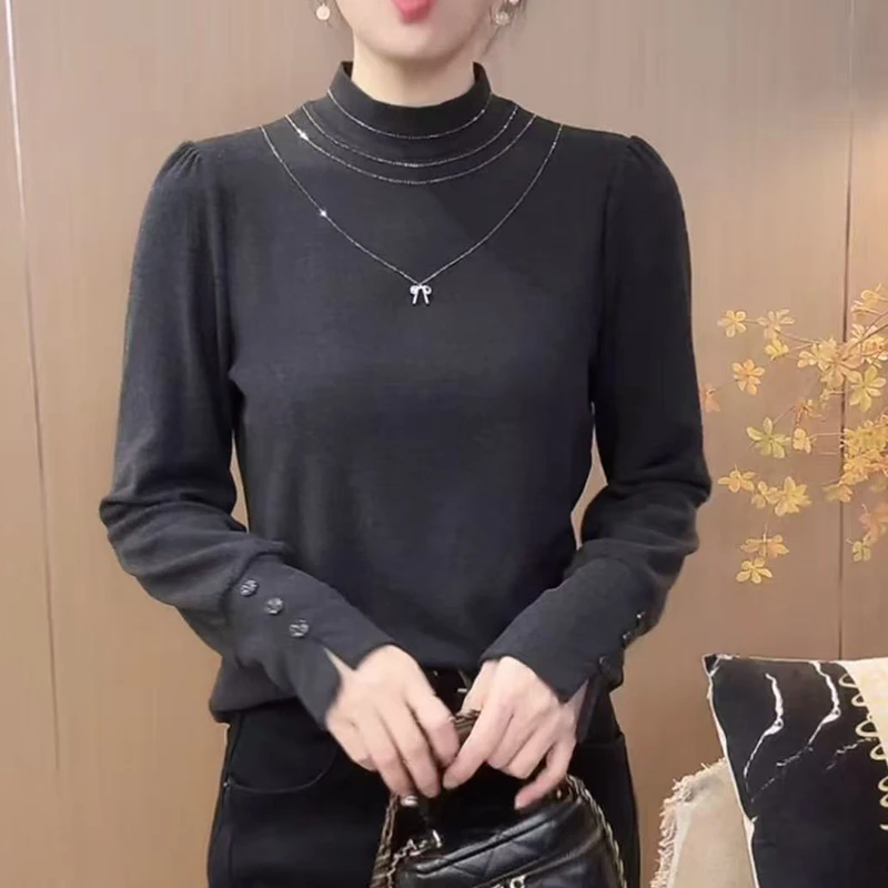 洋气减龄双面绒小衫中年妈妈新款百搭显瘦长袖秋冬时尚修身打底衫