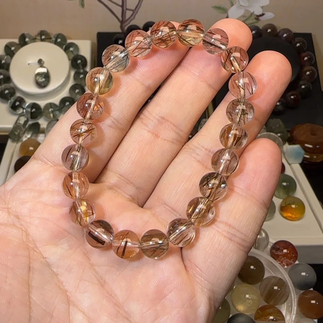 未镶嵌手串水晶8mm+黑金超七单圈多样性发货