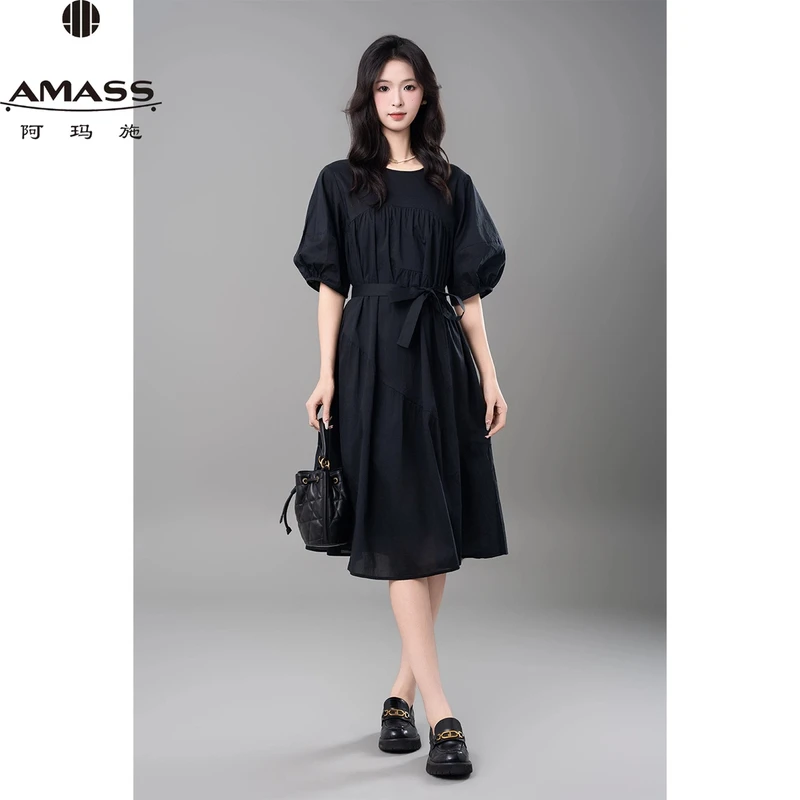 AMASS/阿玛施新款高级感轻奢连衣裙小黑裙法式时尚-附内搭 550038