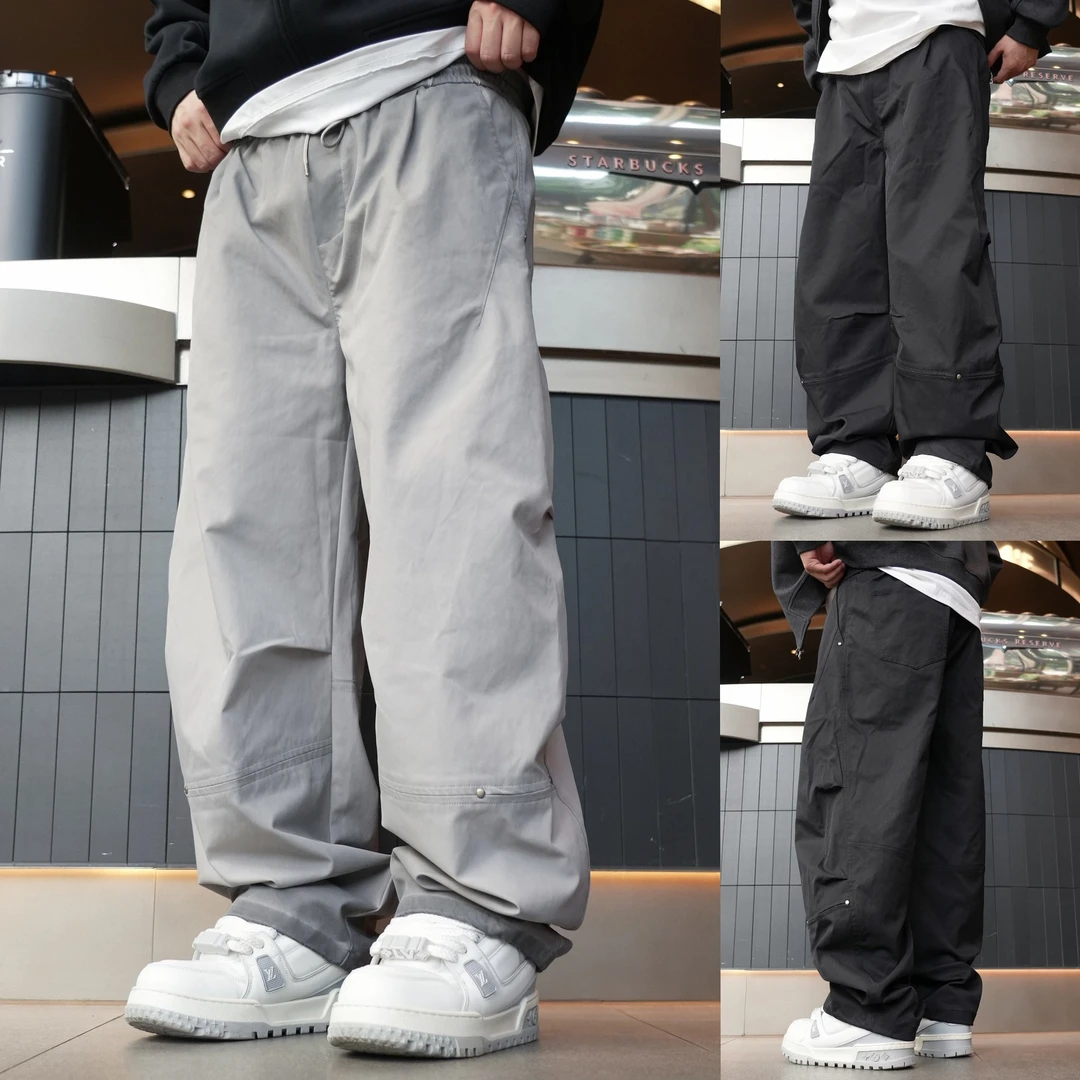 秋季新款复古脏洗做旧渐变色直筒美式宽松休闲长裤34275+34291