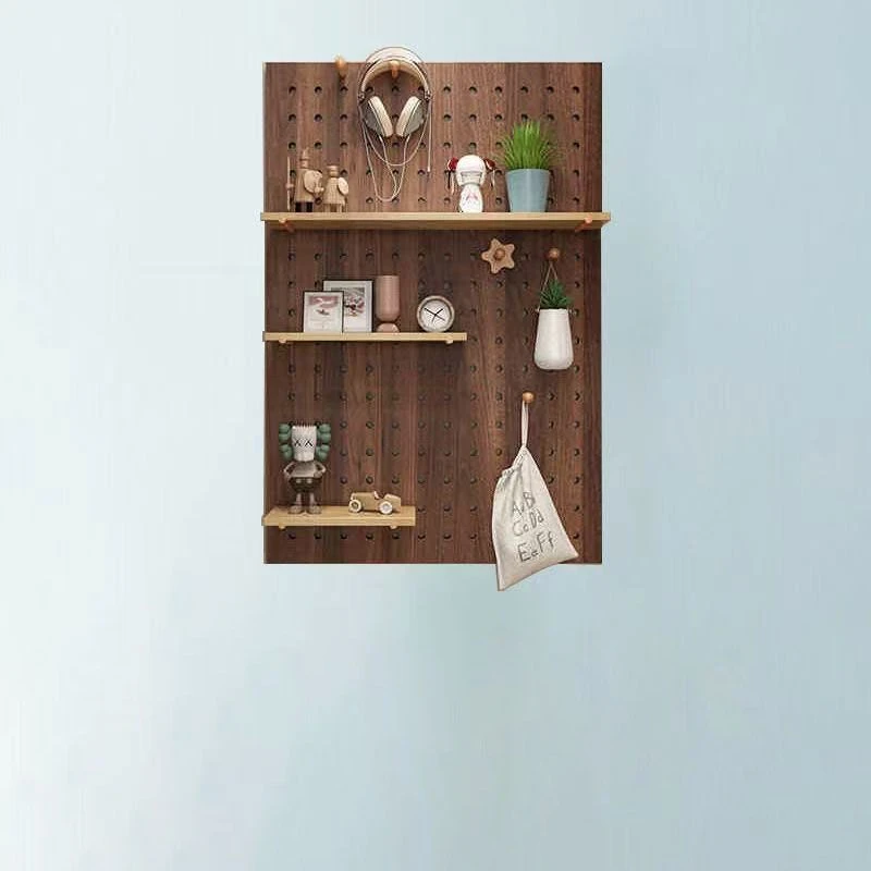 入户门玄关置物洞洞板棕色多层置物收纳架装饰画