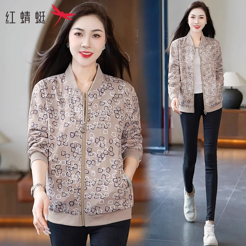 红蜻蜓棒球服外套女春秋款2025新款洋气减龄短款夹克百搭运动上衣